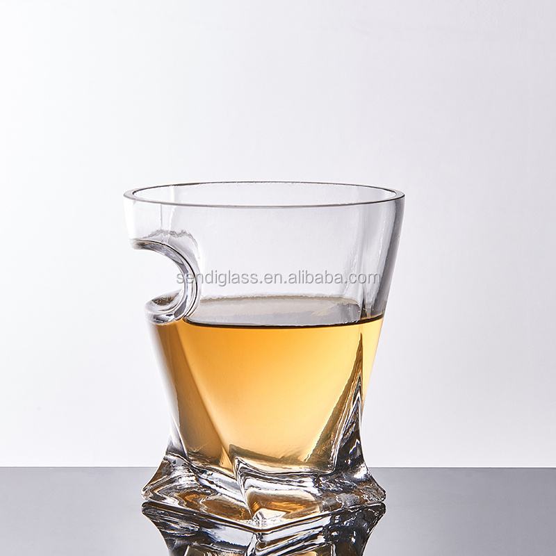 Crystal clear 300ml Round Twisted Whiskey glass With Cigar Holder