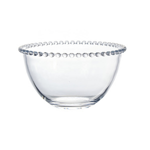 8 inch Pearl-edge Glass Salad Bowl,  50oz Large Serving Bowl,  Glass Mixing Bowl for Serving Salad