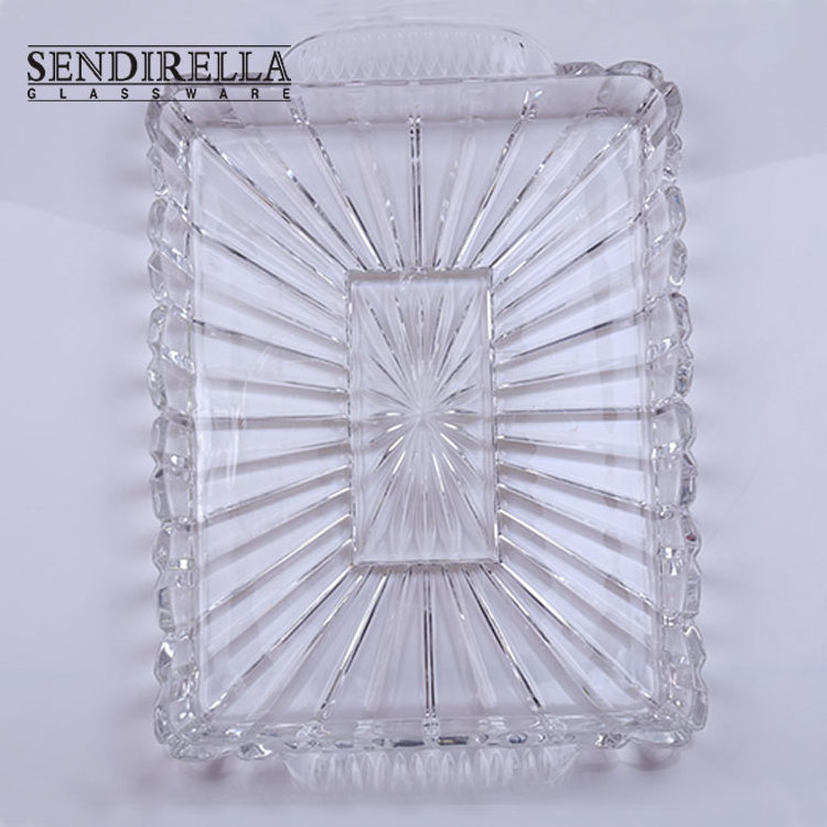 Clear Glass Square Charger Fruit Plates Decoration Crystal tray for table