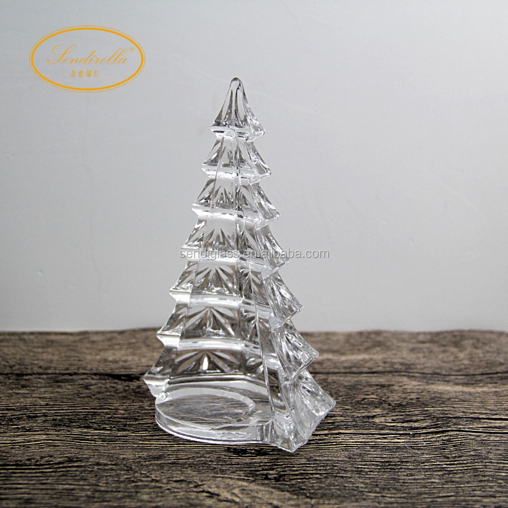 Crystal clear Christmas tree shapetea light Lead crystal glass candle holder