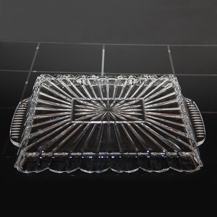 Clear Glass Square Charger Fruit Plates Decoration Crystal tray for table