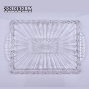 Clear Glass Square Charger Fruit Plates Decoration Crystal tray for table