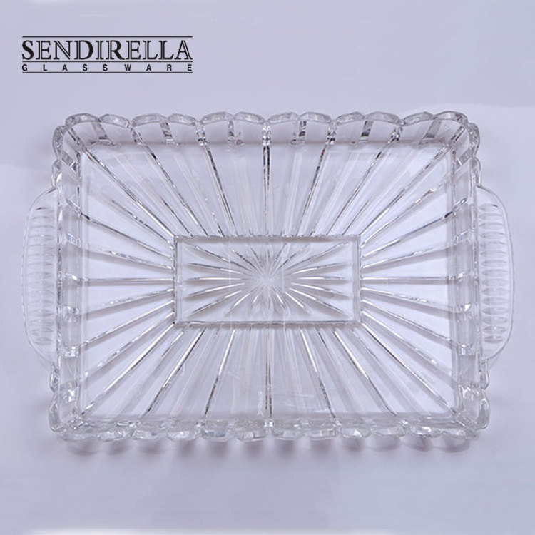 Clear Glass Square Charger Fruit Plates Decoration Crystal tray for table