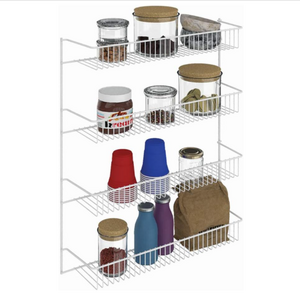 4 Tier Kitchen Shelf Height Adjustable Wall Mounted Spice Over the Door Hanging Storage Pantry Rack Organizer