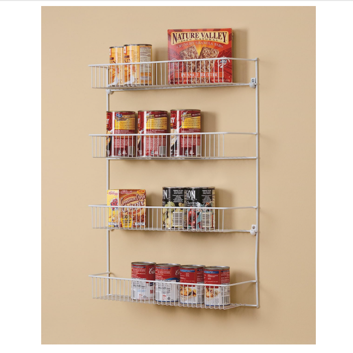 4 Tier Kitchen Shelf Height Adjustable Wall Mounted Spice Over the Door Hanging Storage Pantry Rack Organizer