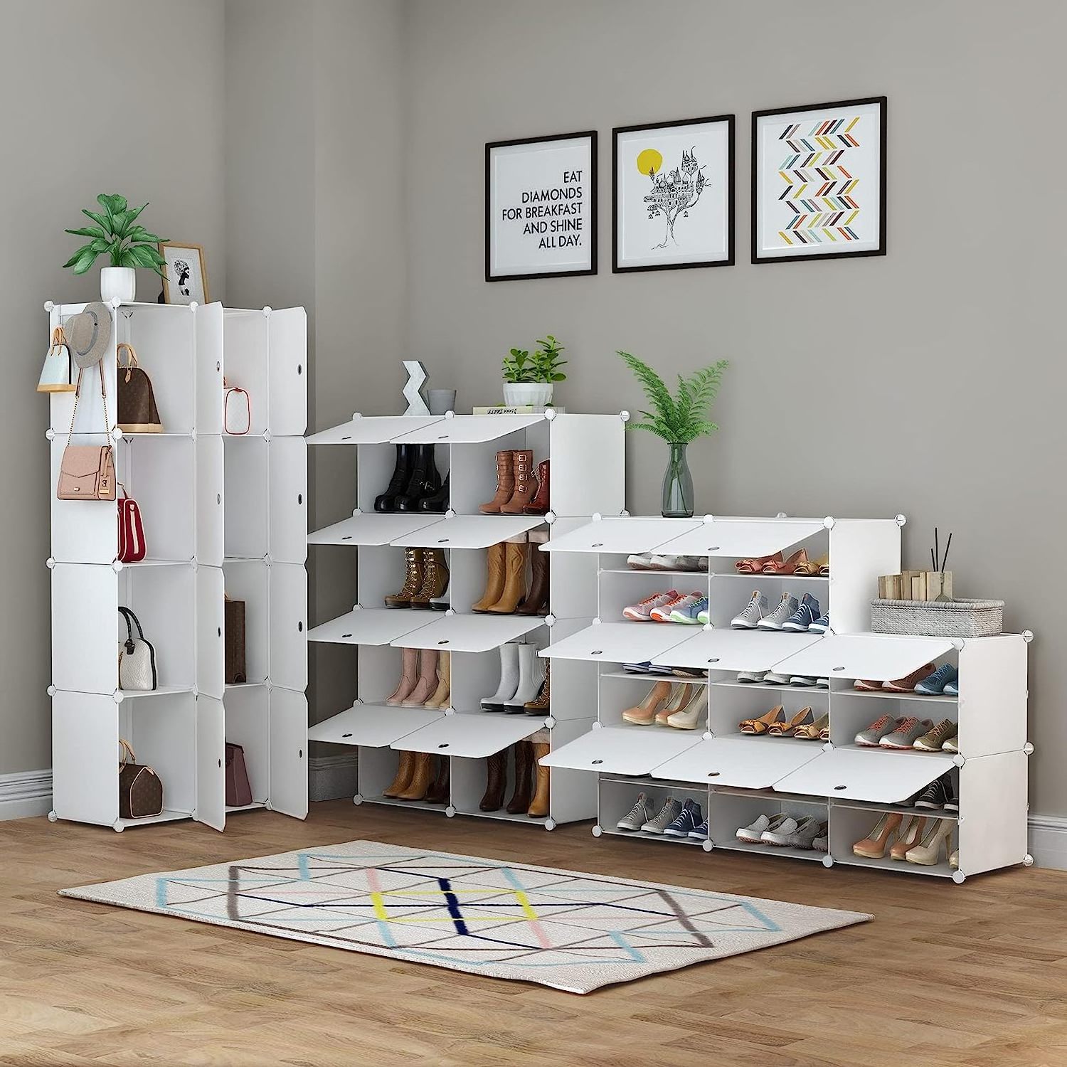 Plastic Home Office Furniture Cube Shoe Shelves Rack Storage Cabinet Convertible Storage Organizer