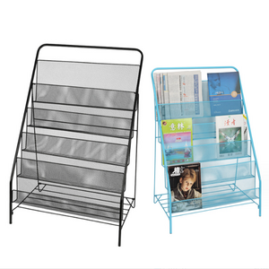 Wall Mounted Standing Steel Mesh 5 Pocket Magazine File Newspapers and Document Organizer Holder Rack