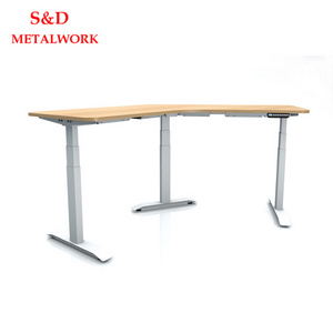 Electric L Shaped Motor Reception Height Adjustable standing Computer For Desk Dual Electric Sit Stand Desk Frame