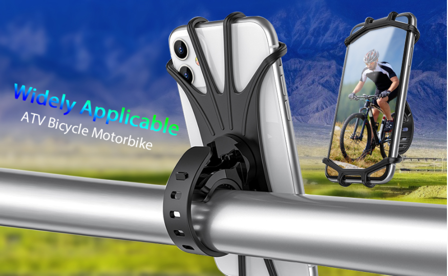 Universal Silicone Adjustable Bicycle Bike Motorcycle 360 Rotation with Handlebar Mobile Cell Phone Mount Holders for Bike