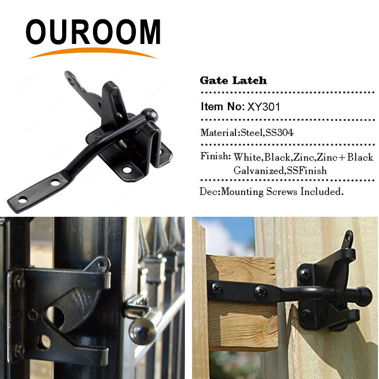 Garden Fence Hardware Accessories Wood Fence Black Metal Fence gate Kit