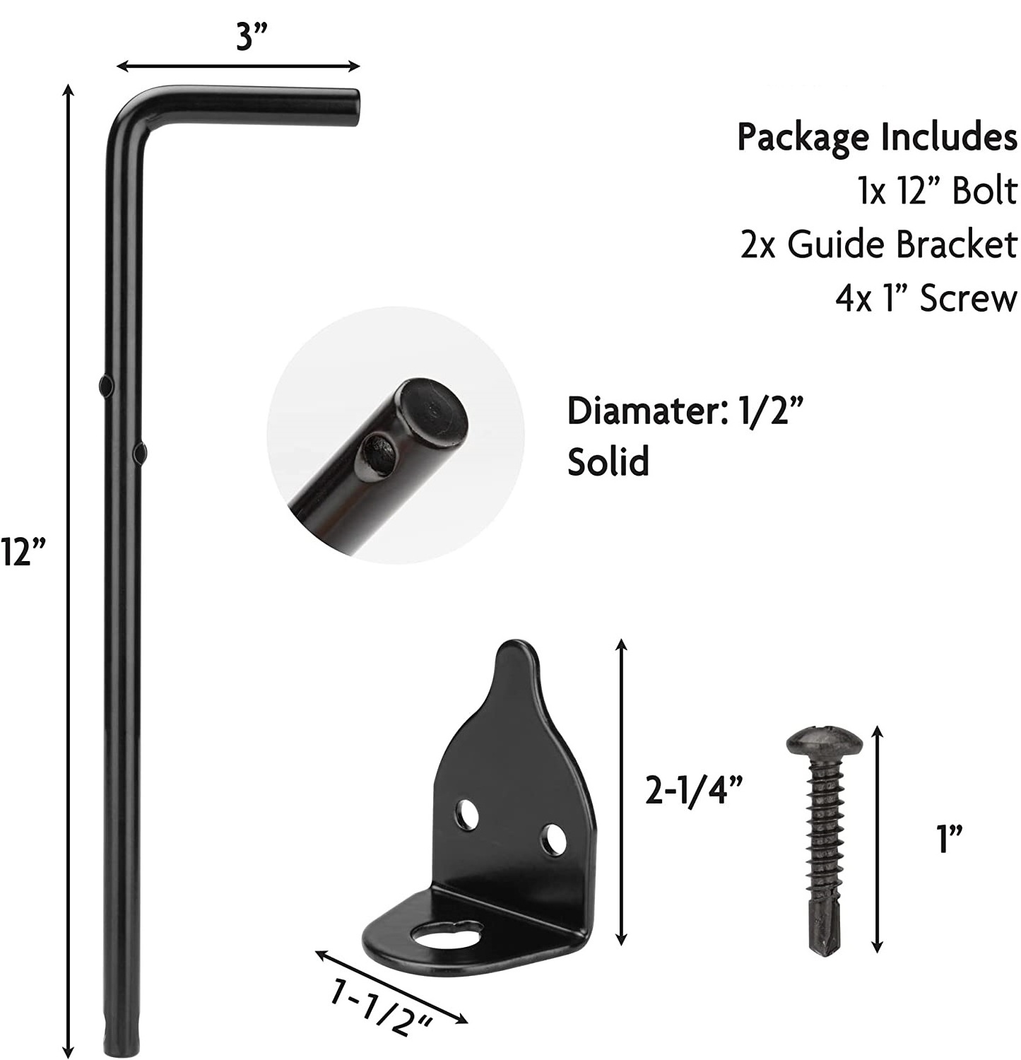 Ouroom wholesale products  steel material drop rod bolt heavy duty cane bolt with screws