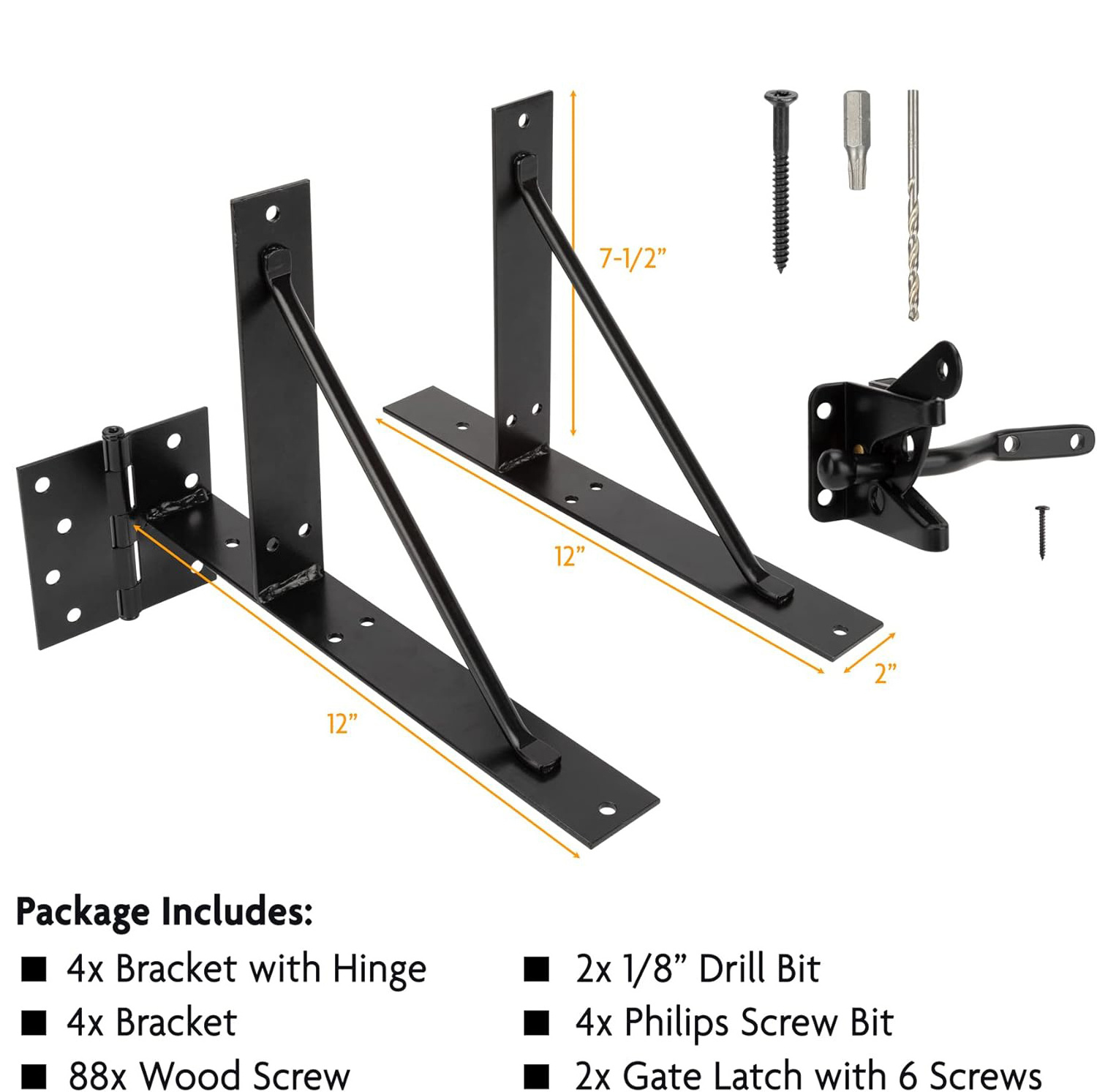 SANKINS 2 Set Anti Sag Gate Corner Brace Bracket Heavy Duty Gate Frame Kit with Self-Locking Gate Latch