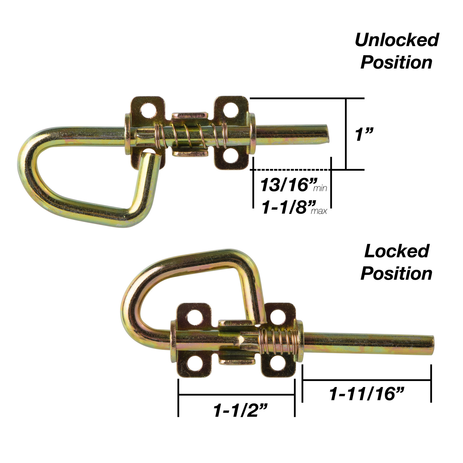 Loop Style Spring Locking Barrel Bolts Door Latch Hardware for Sheds, Gates Barn Doors Wooden Window Chicken Coops