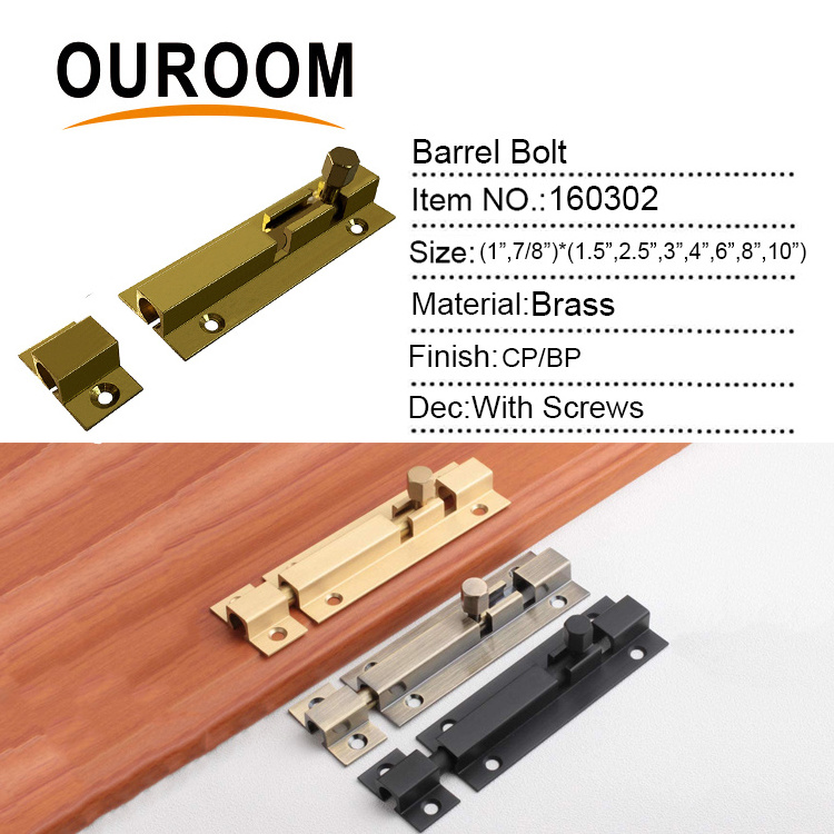 Wholesale Slide Security Brass Floor Barrel Door Bolt Lock