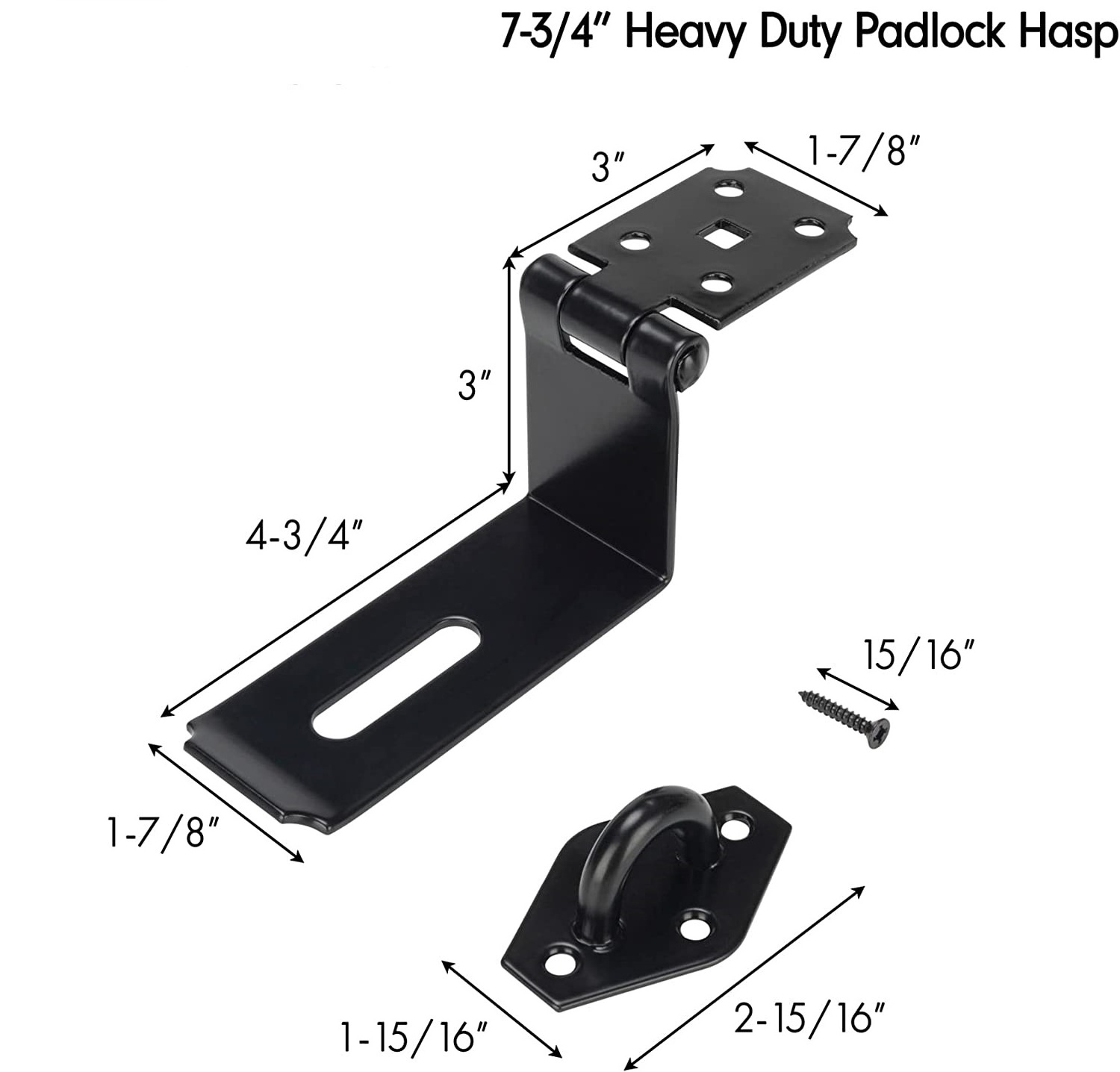 SANKINS Right Angle Door Lock Hasp Latch 90 Degrees Heavy Duty Iron Gate Hasp Latches Safety Packlock Clasp Locking