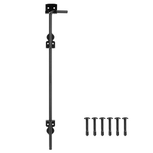 18" Cane Bolt Drop Rod Heavy Duty Gate Hardware Black Solid Steel Gate Ground Latch for Wood PVC Vinyl Metal Gates Fences Doors