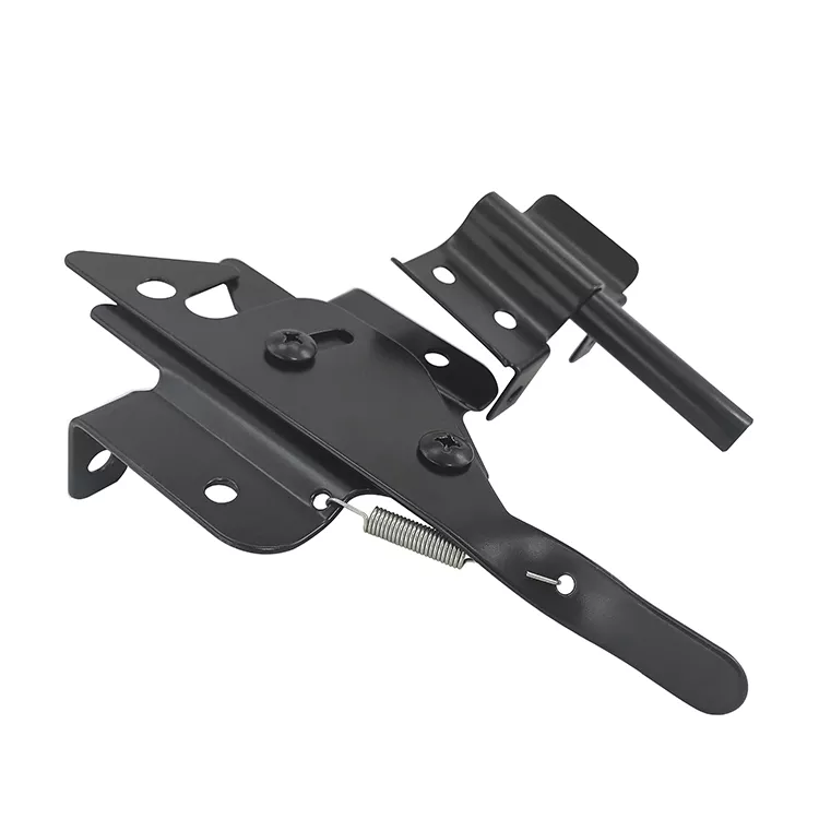 Heavy Duty Fence Self-locking Black Finishing Post Mount Steel Automatic Gravity Lever Wood Fence Gate Latches