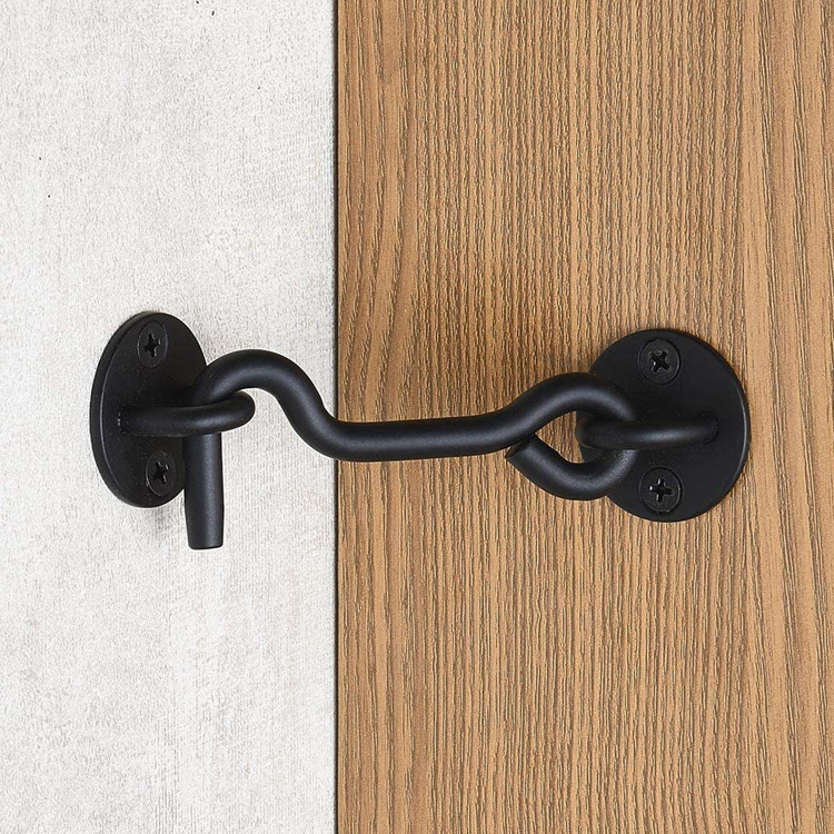 Barn Door Lock Gate Latch Black Hook and Eye Latch Heavy Duty Screen Latches