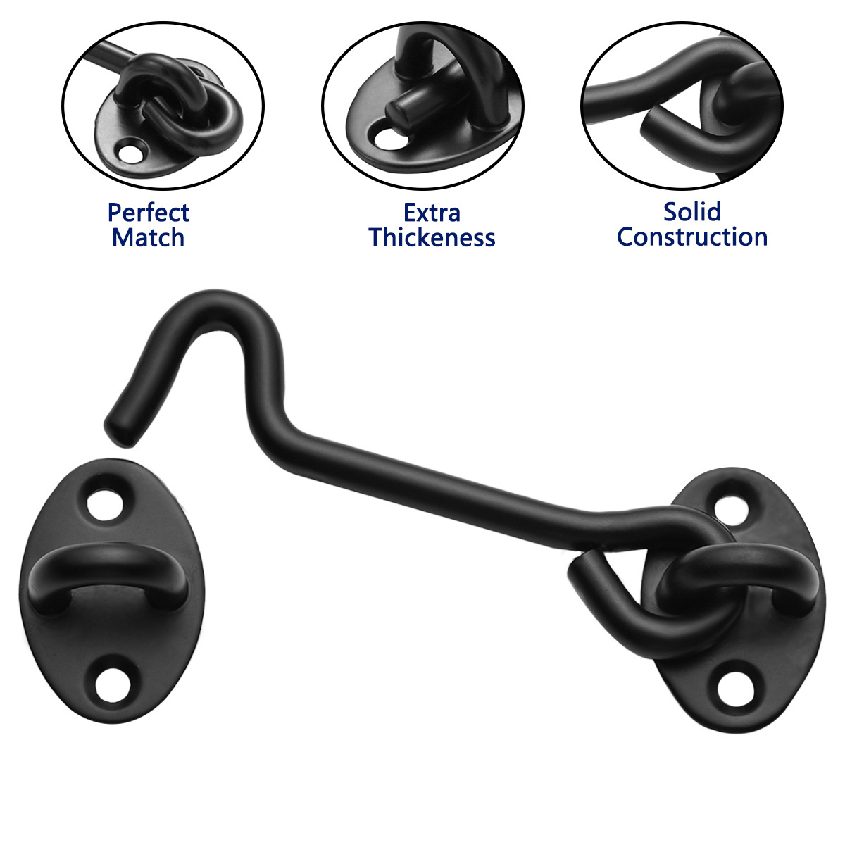 Barn Door Lock Gate Latch Black Hook and Eye Latch Heavy Duty Screen Latches