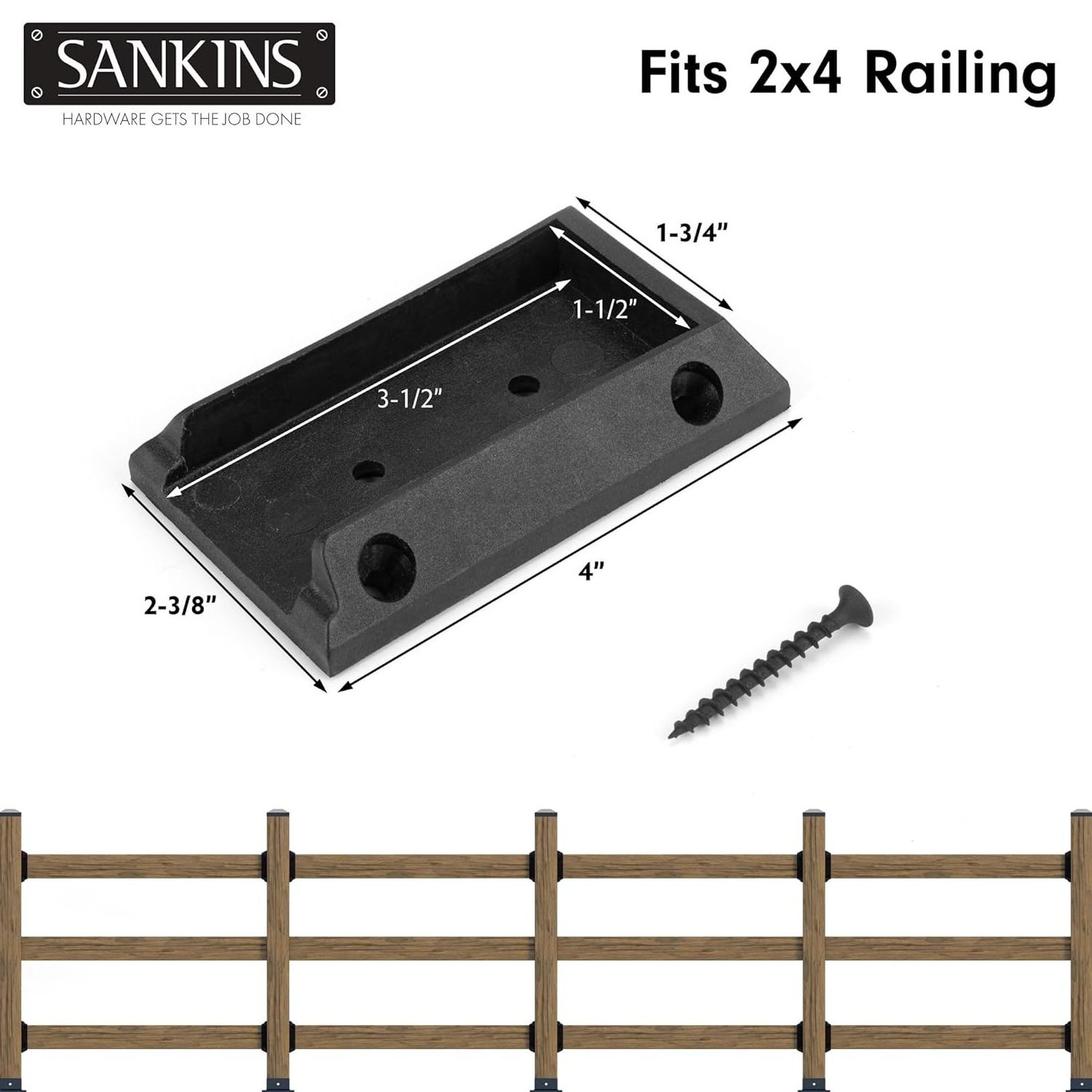 SANKINS 10pcs Deck Railing Bracket Connectors for 2x4  Wooden Deck Railing Posts Handrail Deck Railing Brackets