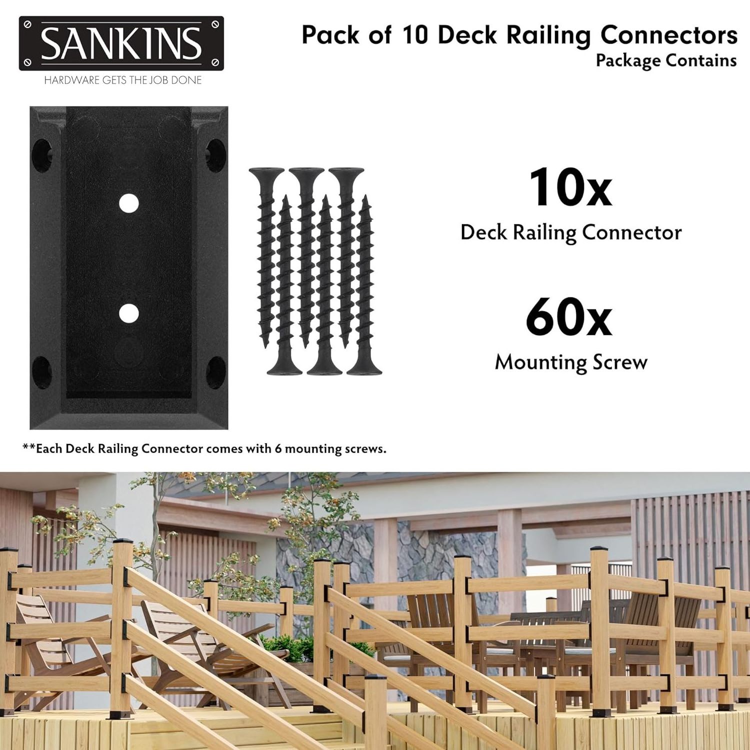 SANKINS 10pcs Deck Railing Bracket Connectors for 2x4  Wooden Deck Railing Posts Handrail Deck Railing Brackets