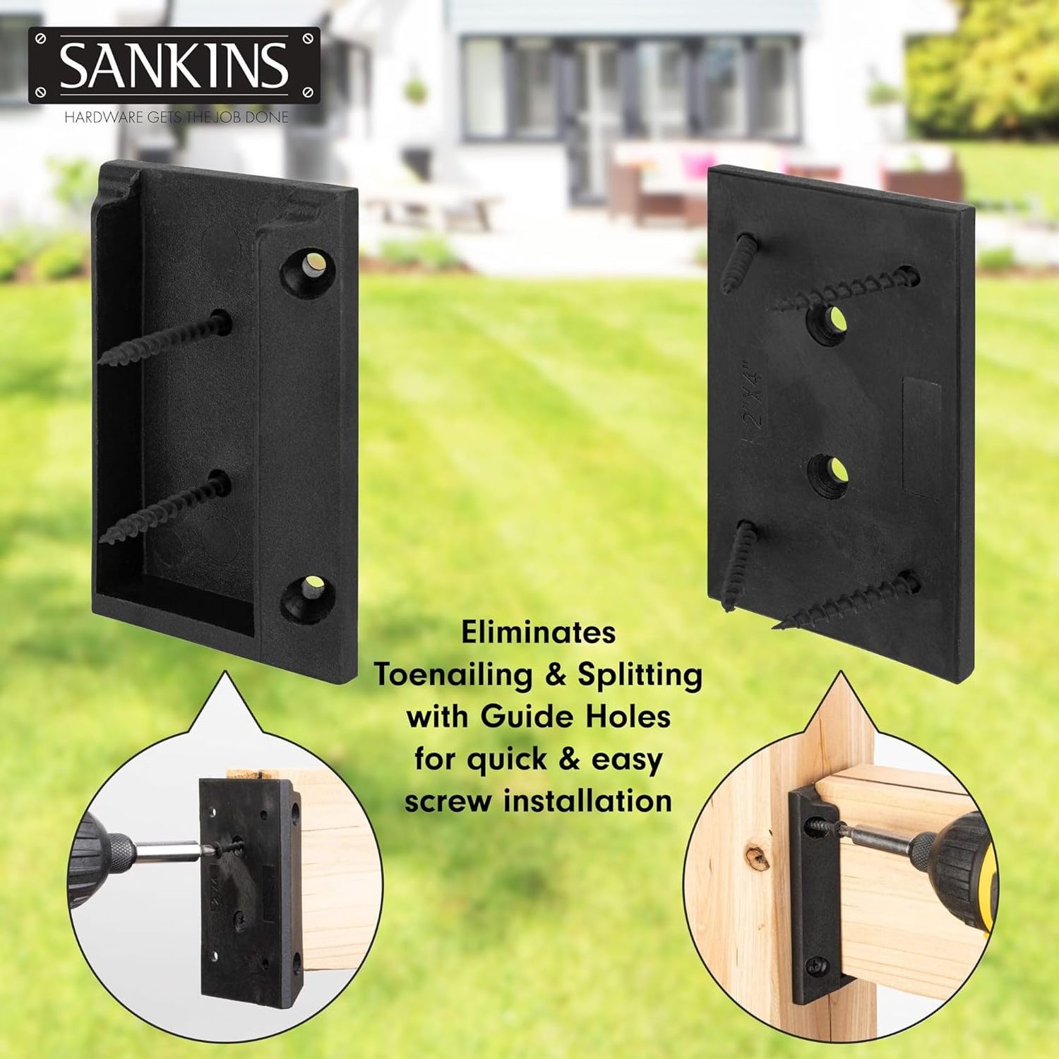 SANKINS 10pcs Deck Railing Bracket Connectors for 2x4  Wooden Deck Railing Posts Handrail Deck Railing Brackets