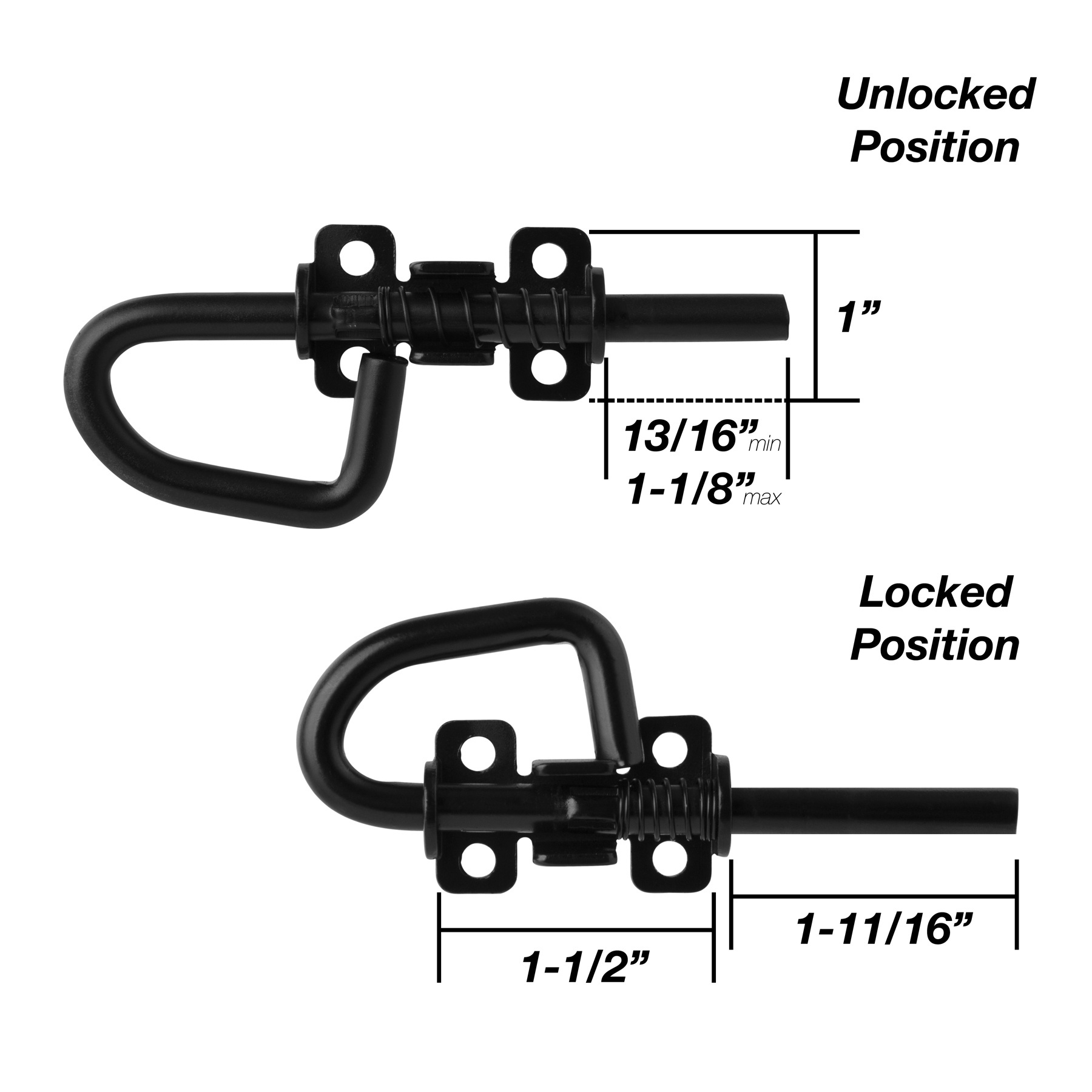 Loop Style Spring Locking Barrel Bolts Door Latch Hardware for Sheds, Gates Barn Doors Wooden Window Chicken Coops