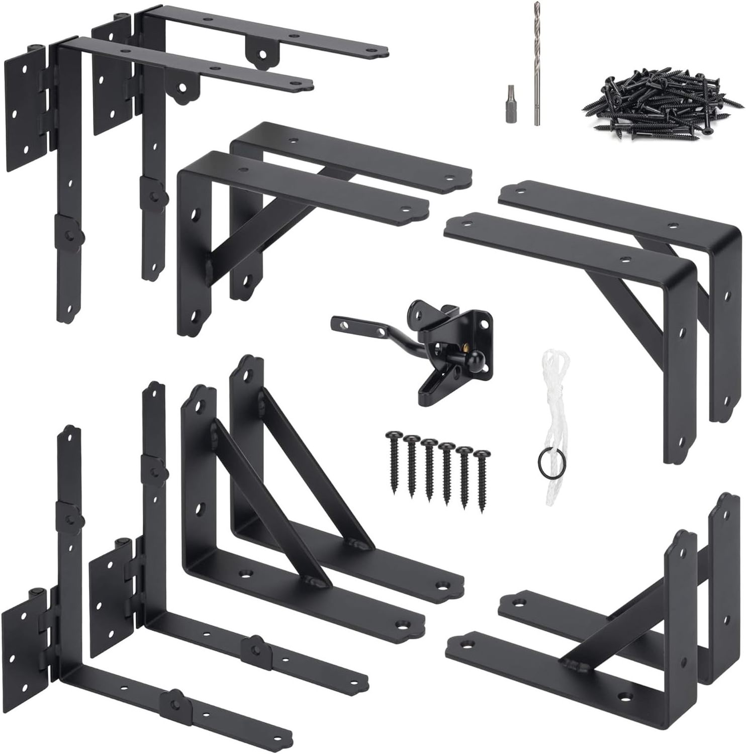 SANKINS 2 Set Anti Sag Gate Corner Brace Bracket Heavy Duty Gate Frame Kit with Self-Locking Gate Latch