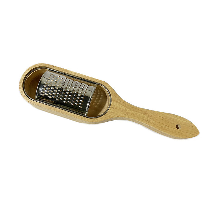 Small Kitchen Appliances Cheese Grater in Oak Container with Handle Eco-friendly Cheese Cutter