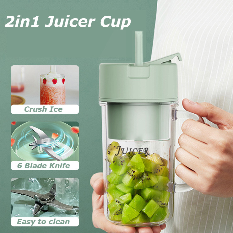 Professional Mini Juicer USB Electric Stainless Steel Fruit Blender Extractor Smoothie Maker Machine Portable Juicer With Straw