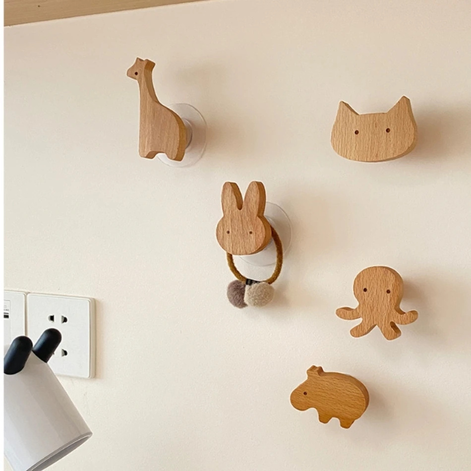 Eco-Friendly Wooden Animal Wall Hook High Quality Kids Room Decor Coat Hook for Home Kitchen Decor