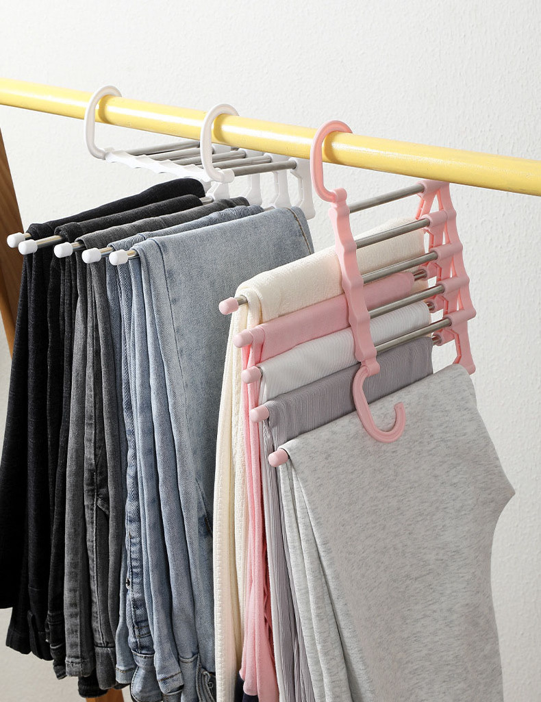 Non-Slip Clothes Organizer Multi-Functional Magic Folding Pants Hangers Saving Space Layered Pants Rack for Pant Hangers