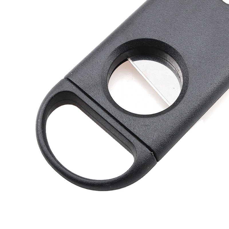 Round Double Blade Accessories Plastic Stainless Steel Metal  V-Cut Scissors Black Cigar Cutter for Smoking Accessories