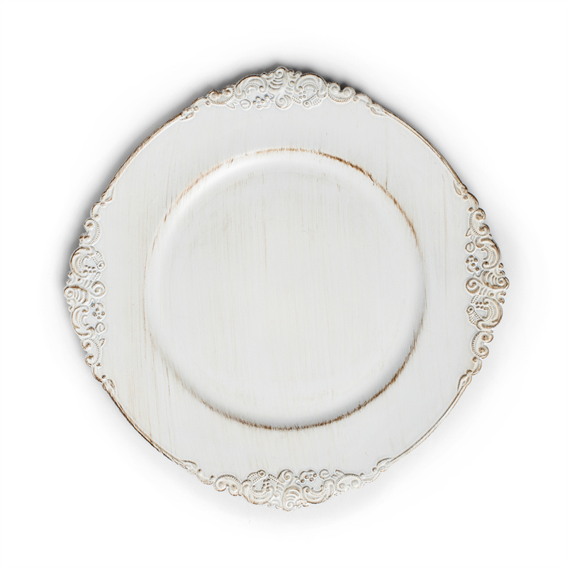 High Quality Antique Gold Rim White 13 Inch Round Charger Plates New Design Plates for Home Decoration