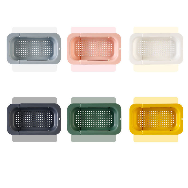 New Arrival Extendable Double Layer Drain Basket Over The Sink Colander Strainer Basket for Home Kitchen