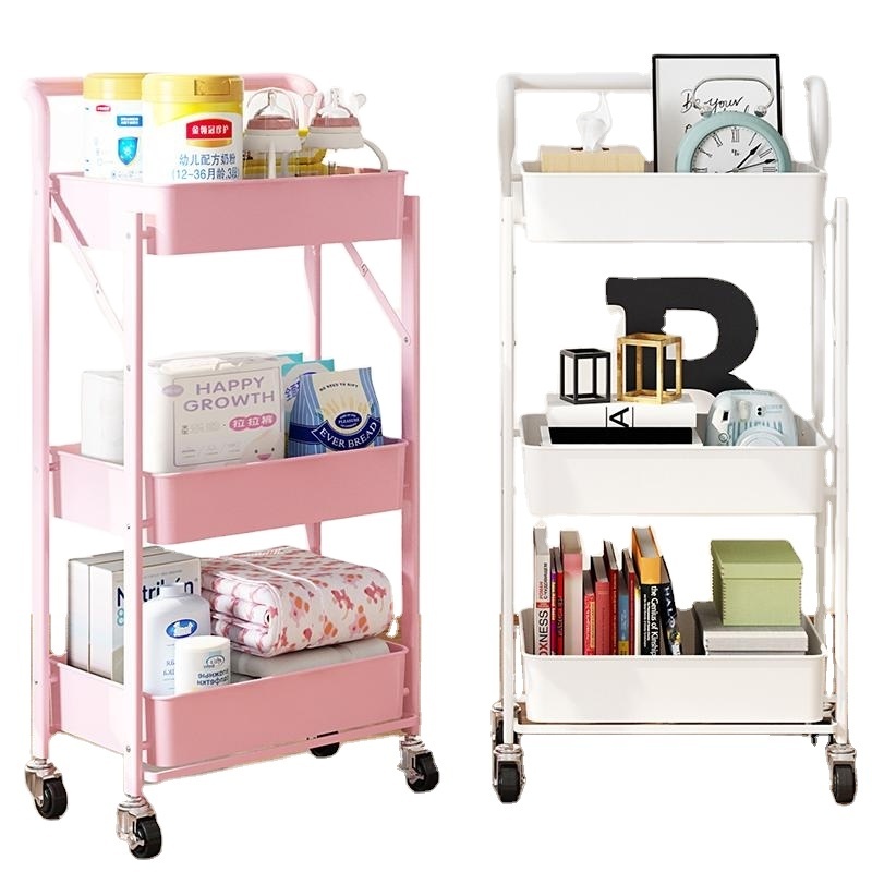 Wholesale Wheels Craft Cart 3 Tier Rolling Utility Storage Cart with Handles and Roller  for Kitchen Organizer Shelf