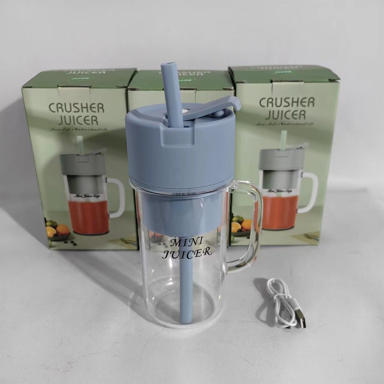 Professional Mini Juicer USB Electric Stainless Steel Fruit Blender Extractor Smoothie Maker Machine Portable Juicer With Straw