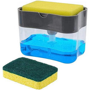 New Arrival Manual Press Dish Soap Dispenser With Sponge Liquid Soap Dispenser For Kitchen Wash Holder