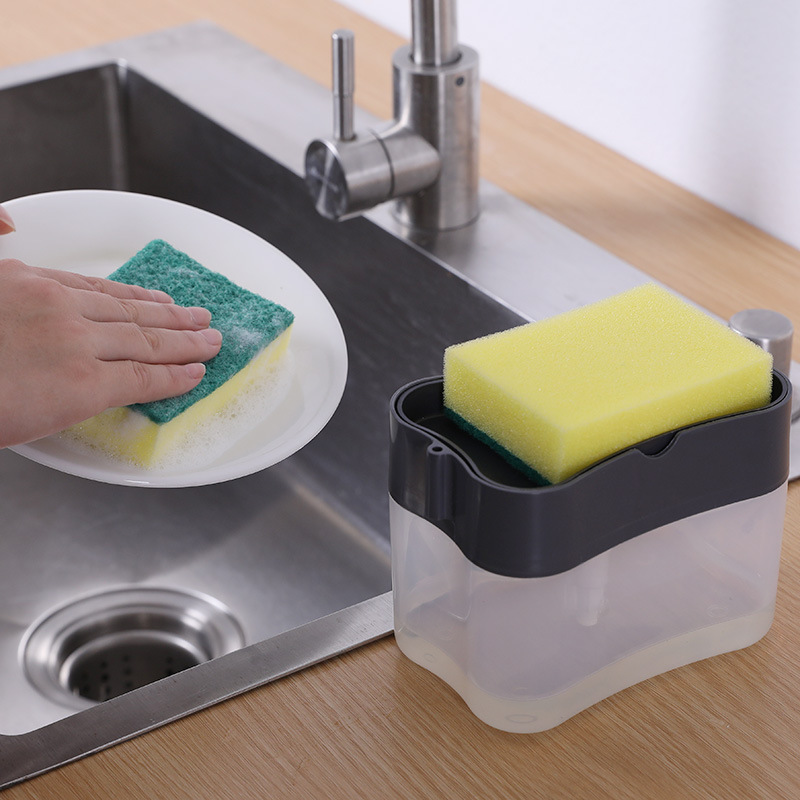 New Arrival Manual Press Dish Soap Dispenser With Sponge Liquid Soap Dispenser For Kitchen Wash Holder