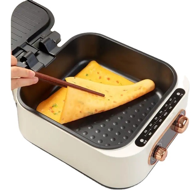 Multifunction Portable Home Foldable Non-Stick Split Pot 2 in 1 Electric Hot Pot BBQ Grill Smokeless Barbecue Pan