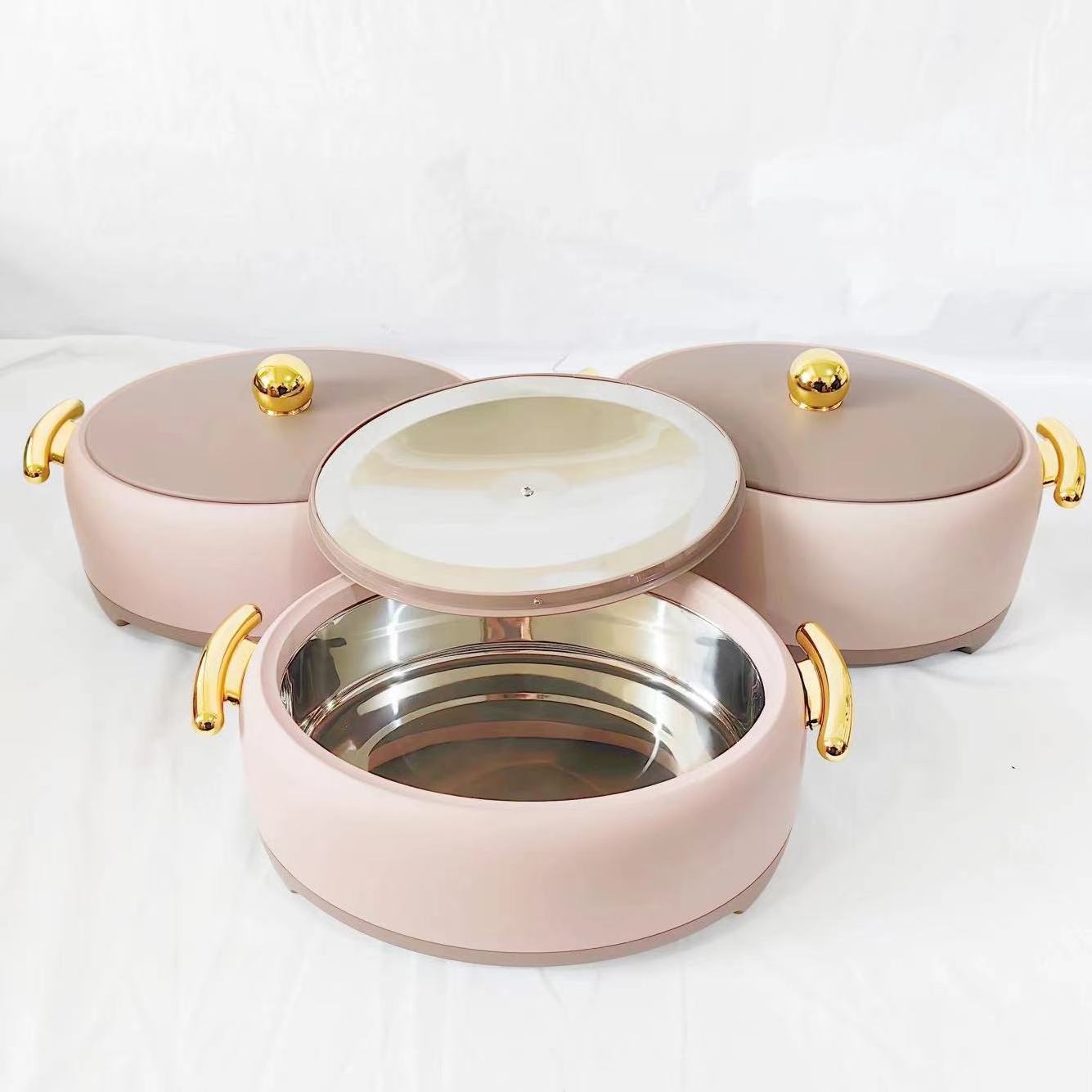 3Pcs Set Food Warmer Casserole For Stainless Steel Factory Wholesale Food Warmer Sets Thermal Hot Pot