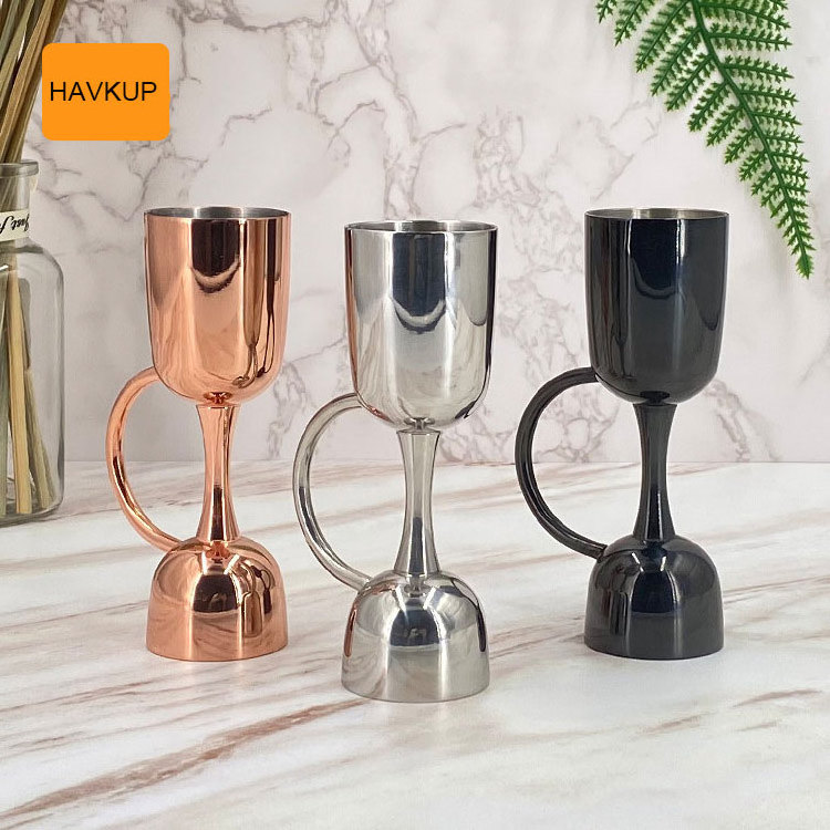 High Quality Stainless Steel Double Shape Jigger Wine Cocktail Jigger With Handle for Bar Accessories