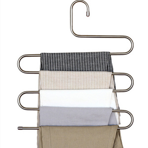 Wholesale S-Type Stainless Steel Clothes Pants Hangers Closet Storage Organizer for Hanging Metal Pants Hanger