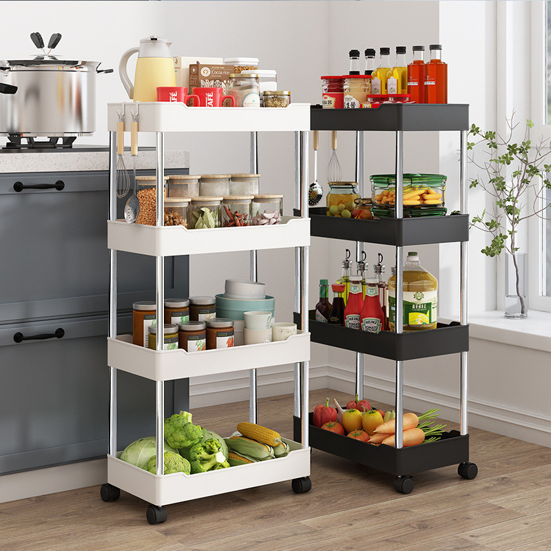 Removable Rack Kitchen Narrow Storage Racks Kitchen Organizer PP Plastic Multilayer Save Space Crack Shelf Bathroom Gap Holder