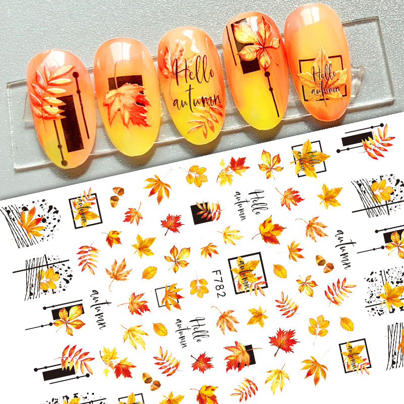 2022 summer coconut tree nail water stickers autumn and winter autumn leaves nail transfer paper nail stickers