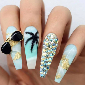 2022 summer coconut tree nail water stickers autumn and winter autumn leaves nail transfer paper nail stickers