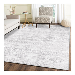 Turkish Style Crystal Velvet Carpets and Rugs Printed Vintage Distressed Rug for Bedroom