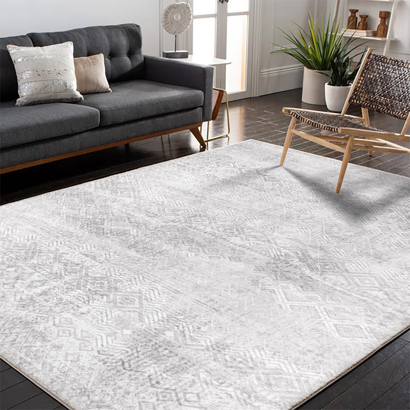 Turkish Style Crystal Velvet Carpets and Rugs Printed Vintage Distressed Rug for Bedroom