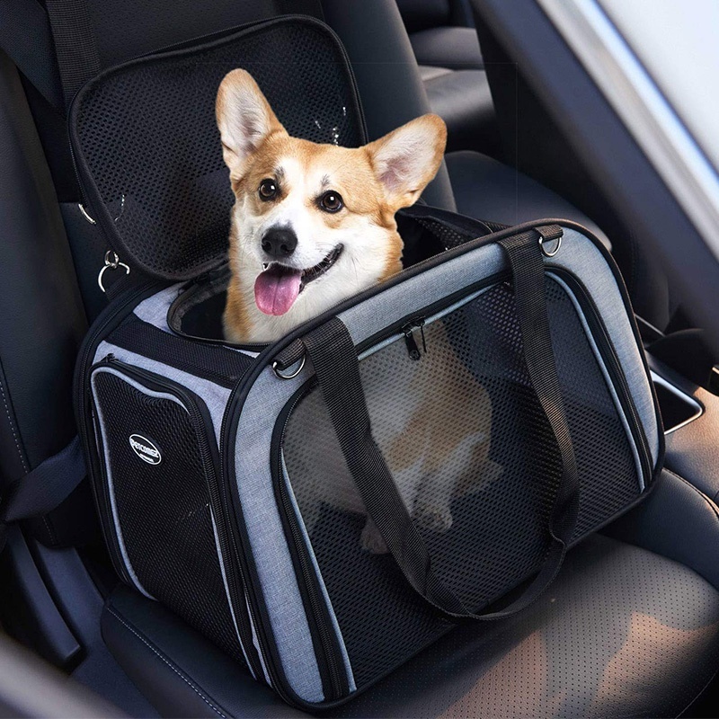 soft dog car seat with shoulder strap