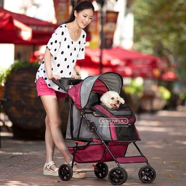 Painting Color Dog Transport Cage Pet Trolley Pet Stroller